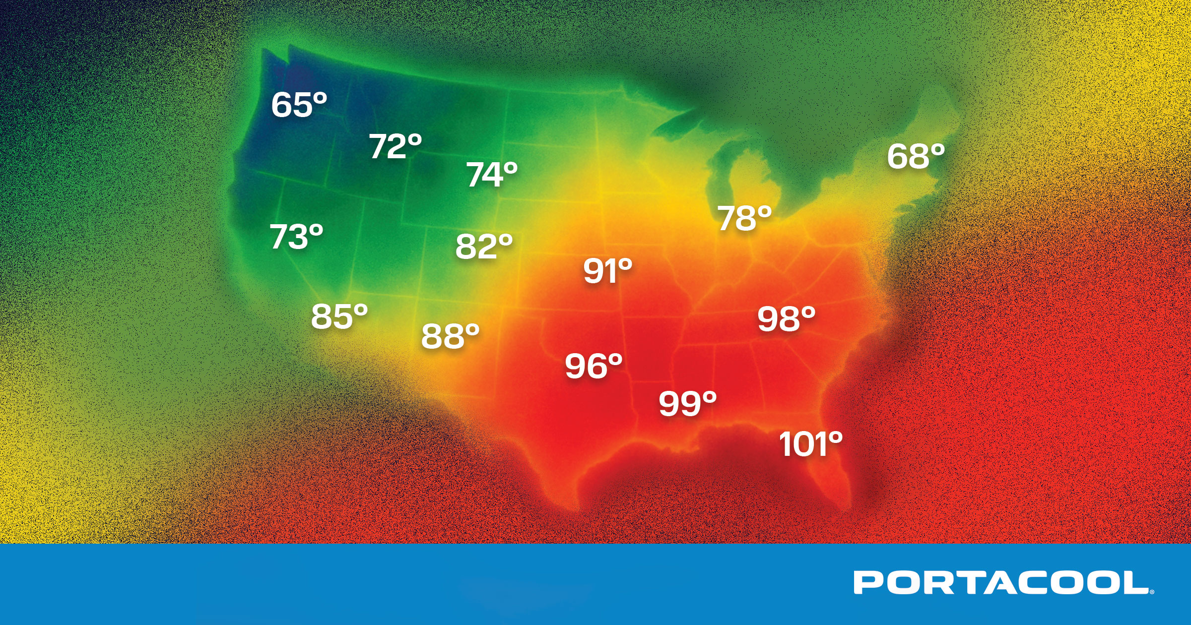 A map of the United States showing temperature.
