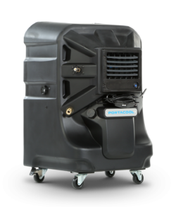 Black Jetstream 230 cooling unit with front vent, controls, and four caster wheels for easy mobility and optimal performance.