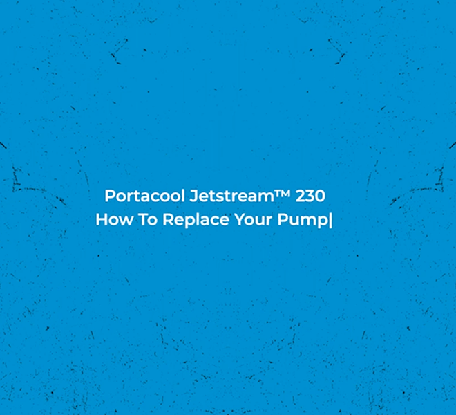 Blue textured background with white text: "Jetstream 230 Pump Replacement Guide.