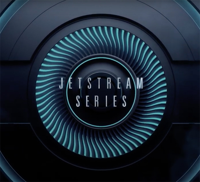 Jetstream Series written in white on a fan-like background.