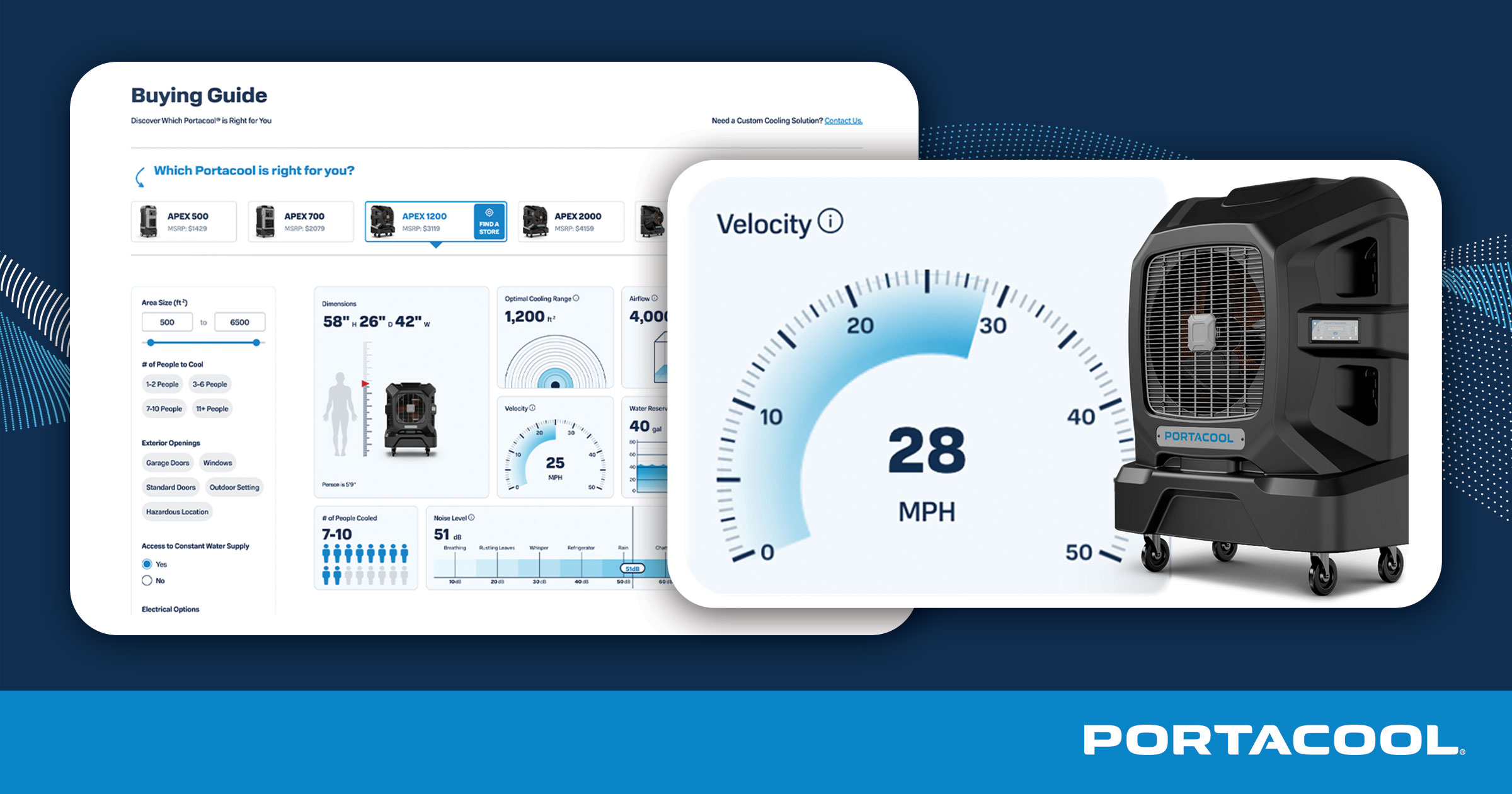 Evaporative cooler comparison specs in the Portacool buying guide.