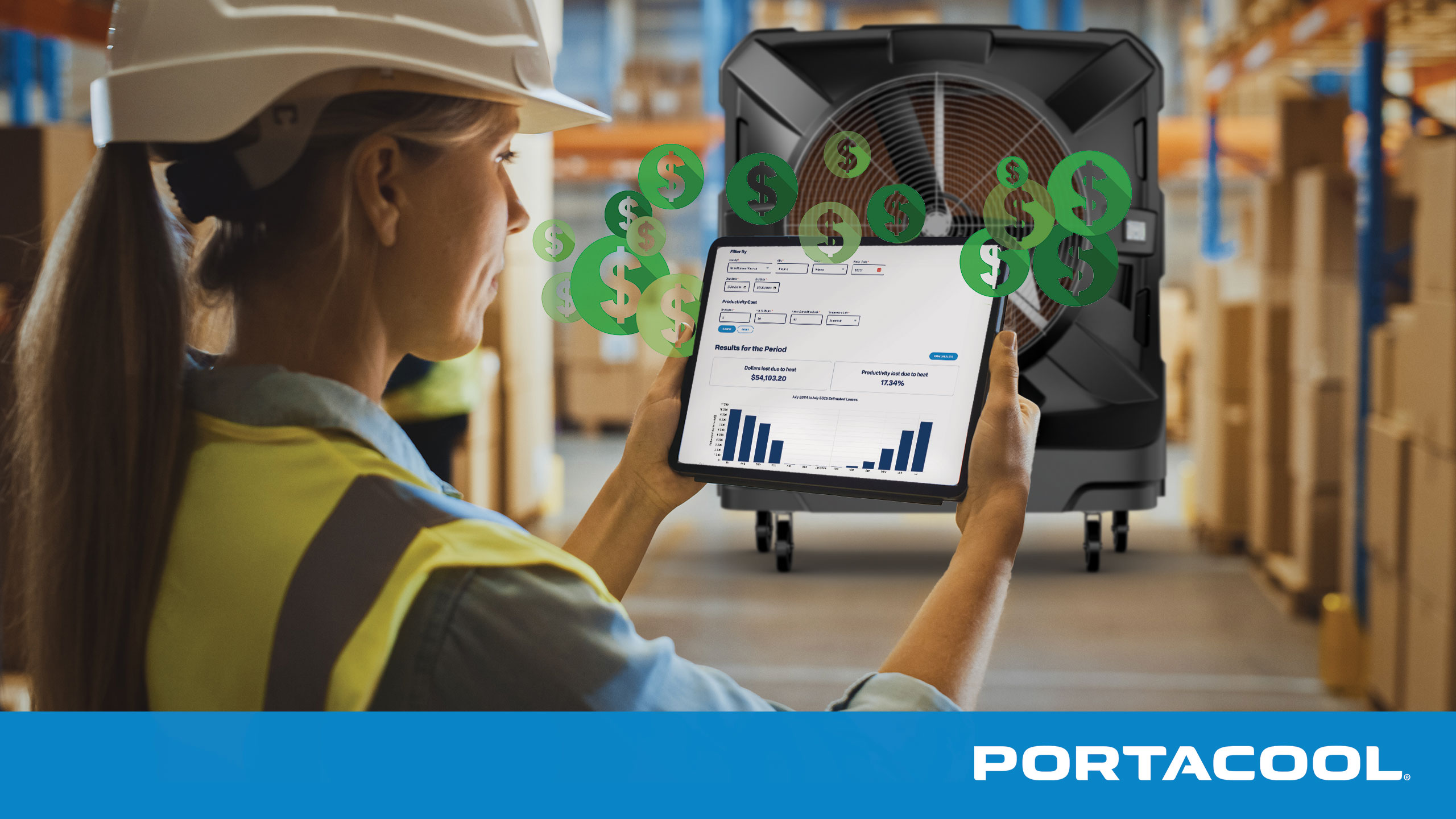 A warehouse manager calculates ROI for the cooling solutions used in her facility.